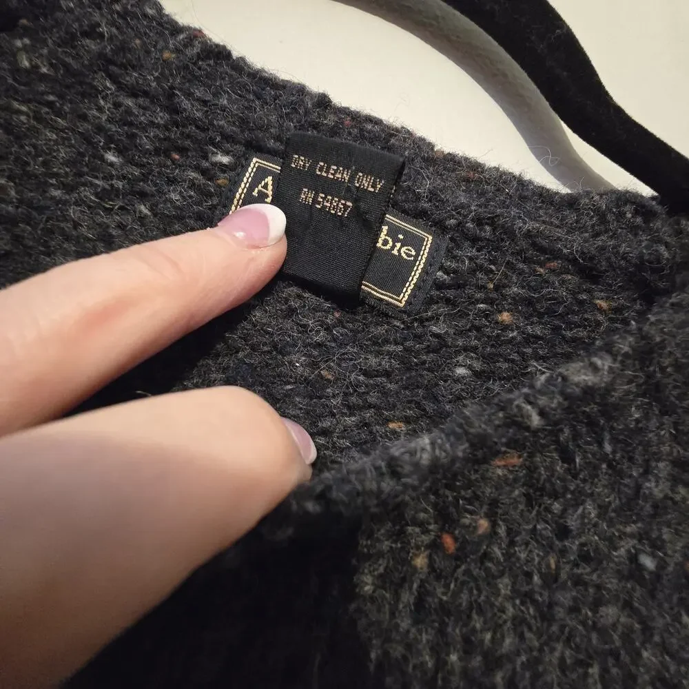 Vtg 80s 90s Abercrombie Fitch Wool Fair Isle Sweater Men SM Gray Hong Kong Tweed